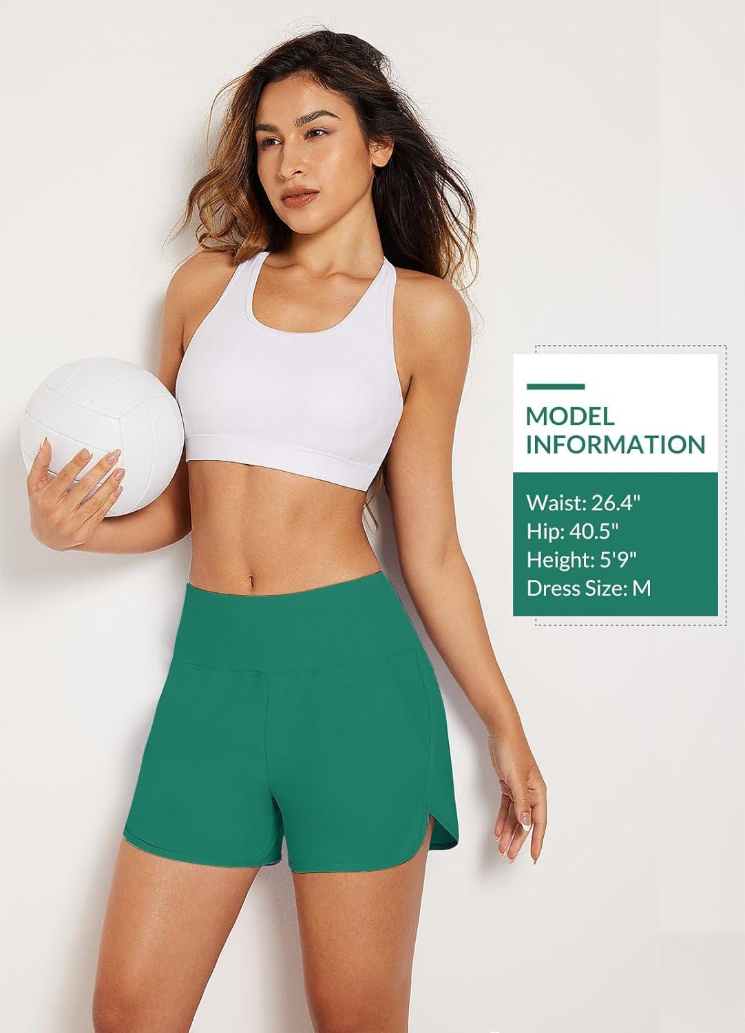 imagebaleaf Womens 3quot5quot7quot9quot High Waisted Swim Board Shorts Quick Dry Swimsuits Bottoms Trunks with PocketsTurquoise