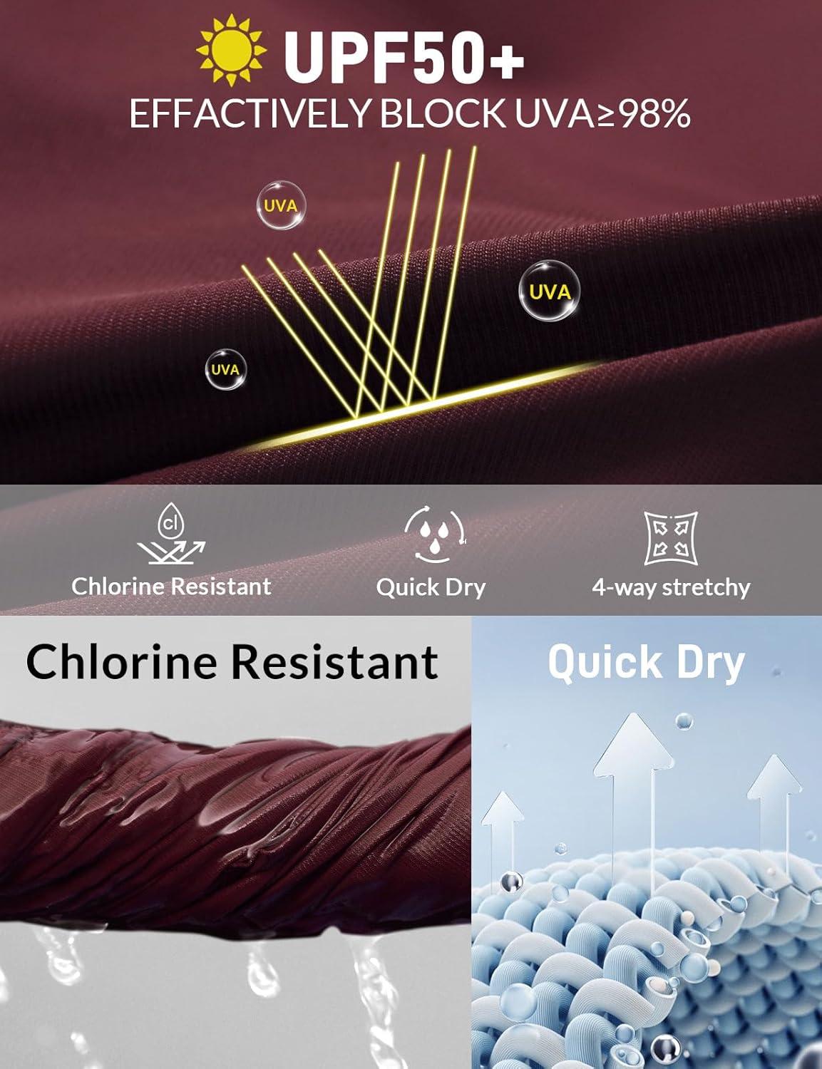 imagebaleaf Womens 3quot5quot7quot9quot High Waisted Swim Board Shorts Quick Dry Swimsuits Bottoms Trunks with PocketsWine