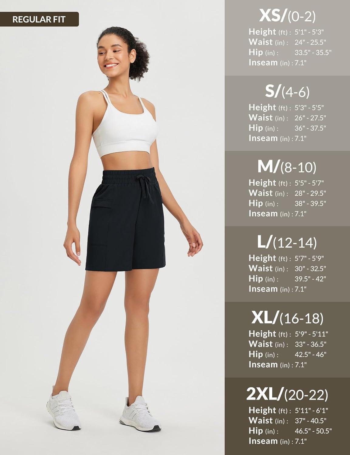 imagebaleaf Womens 7quot Athletic Shorts Quick Dry Running Workout Lightweight High Waisted Long Shorts with PocketsBlack