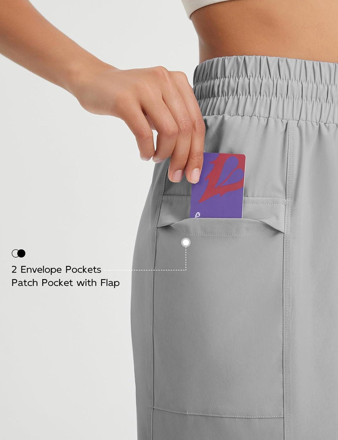 imagebaleaf Womens 7quot Athletic Shorts Quick Dry Running Workout Lightweight High Waisted Long Shorts with PocketsGray