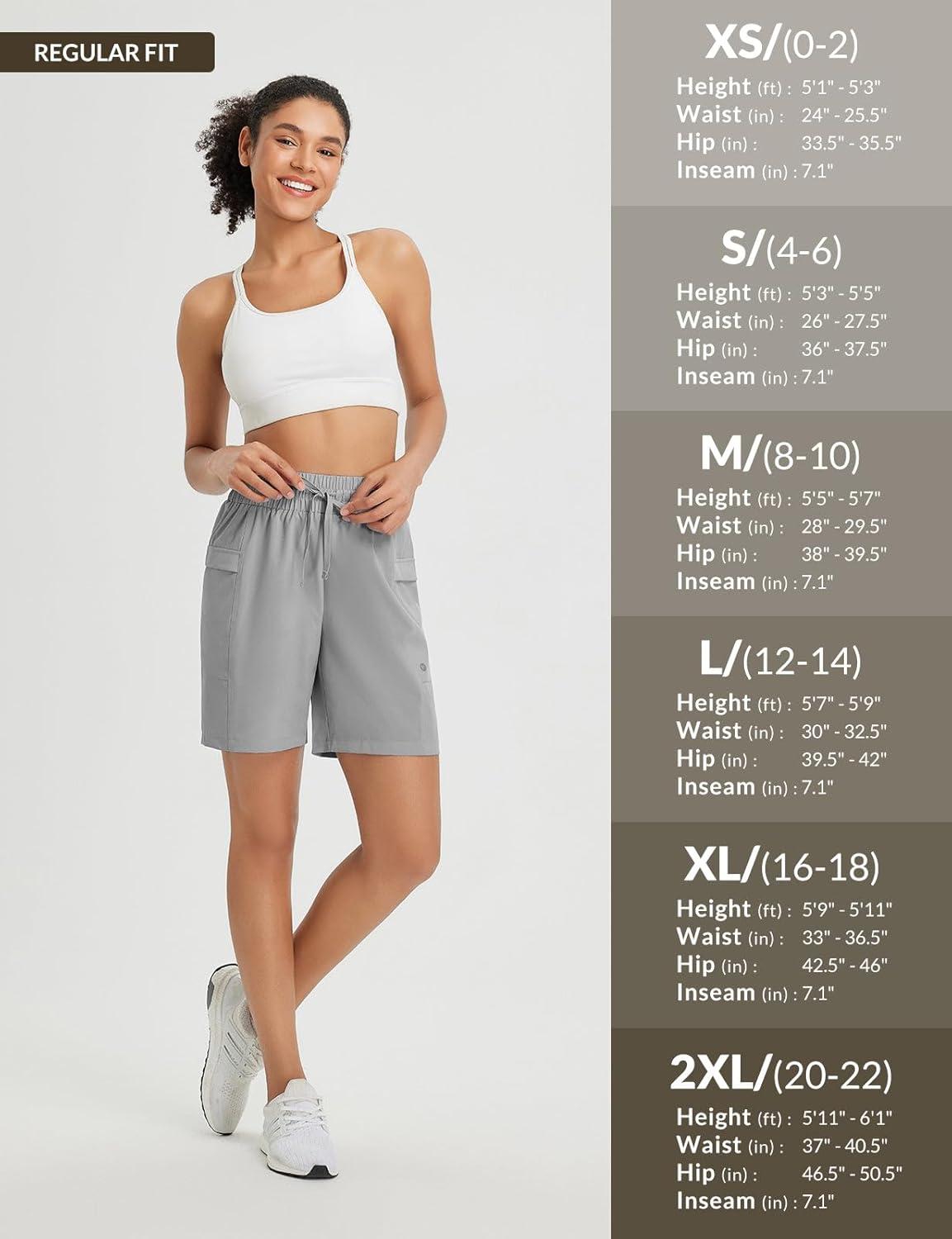 imagebaleaf Womens 7quot Athletic Shorts Quick Dry Running Workout Lightweight High Waisted Long Shorts with PocketsGray