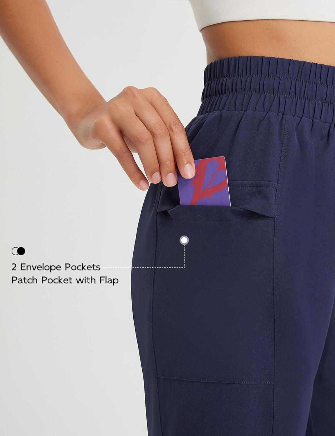 imagebaleaf Womens 7quot Athletic Shorts Quick Dry Running Workout Lightweight High Waisted Long Shorts with PocketsNavy Blue