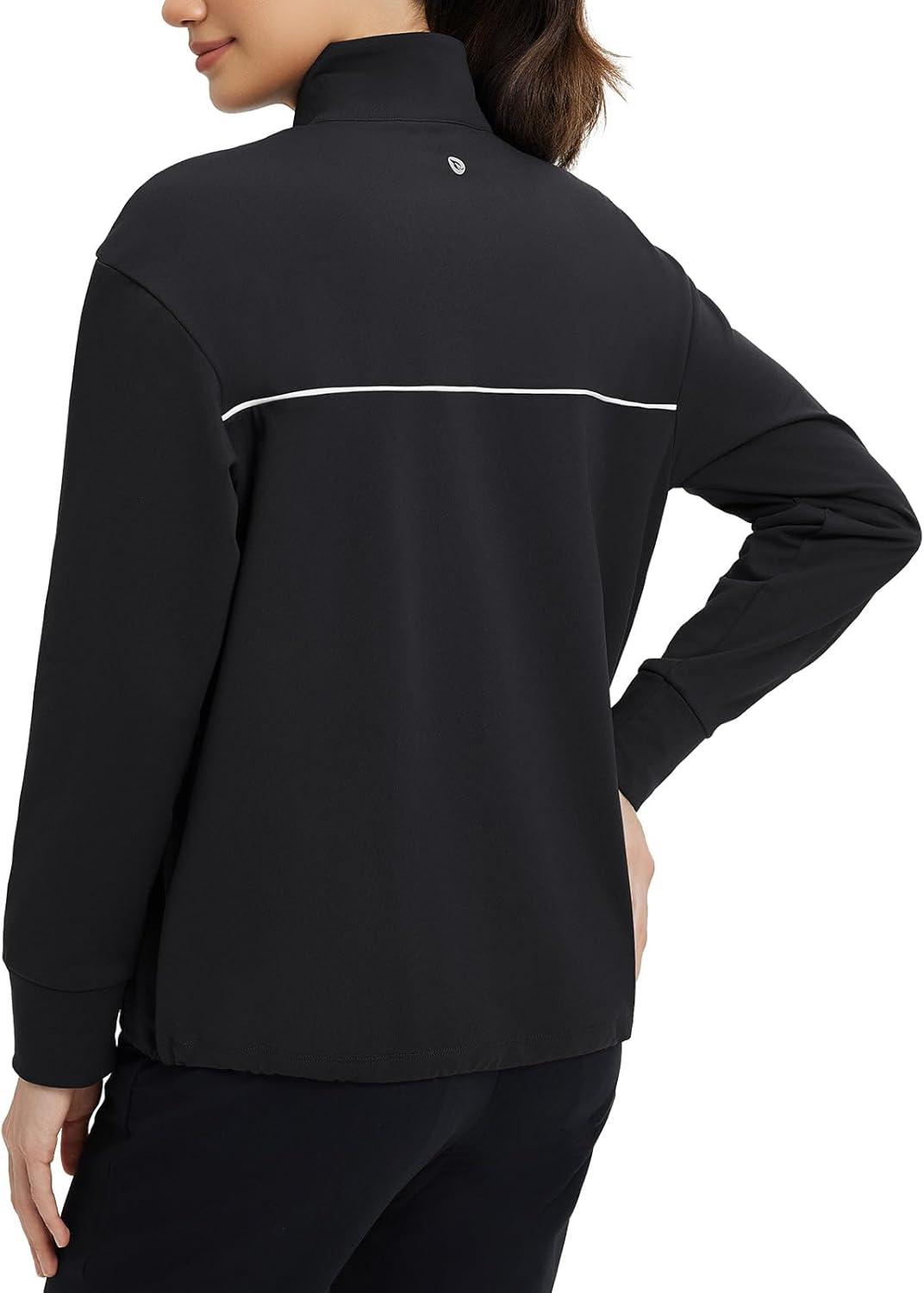 imagebaleaf Womens Fleece Golf Pullover Half Zip Running Jacket Thermal Shirts Winter Cold Weather Gear Water ResistantBlack