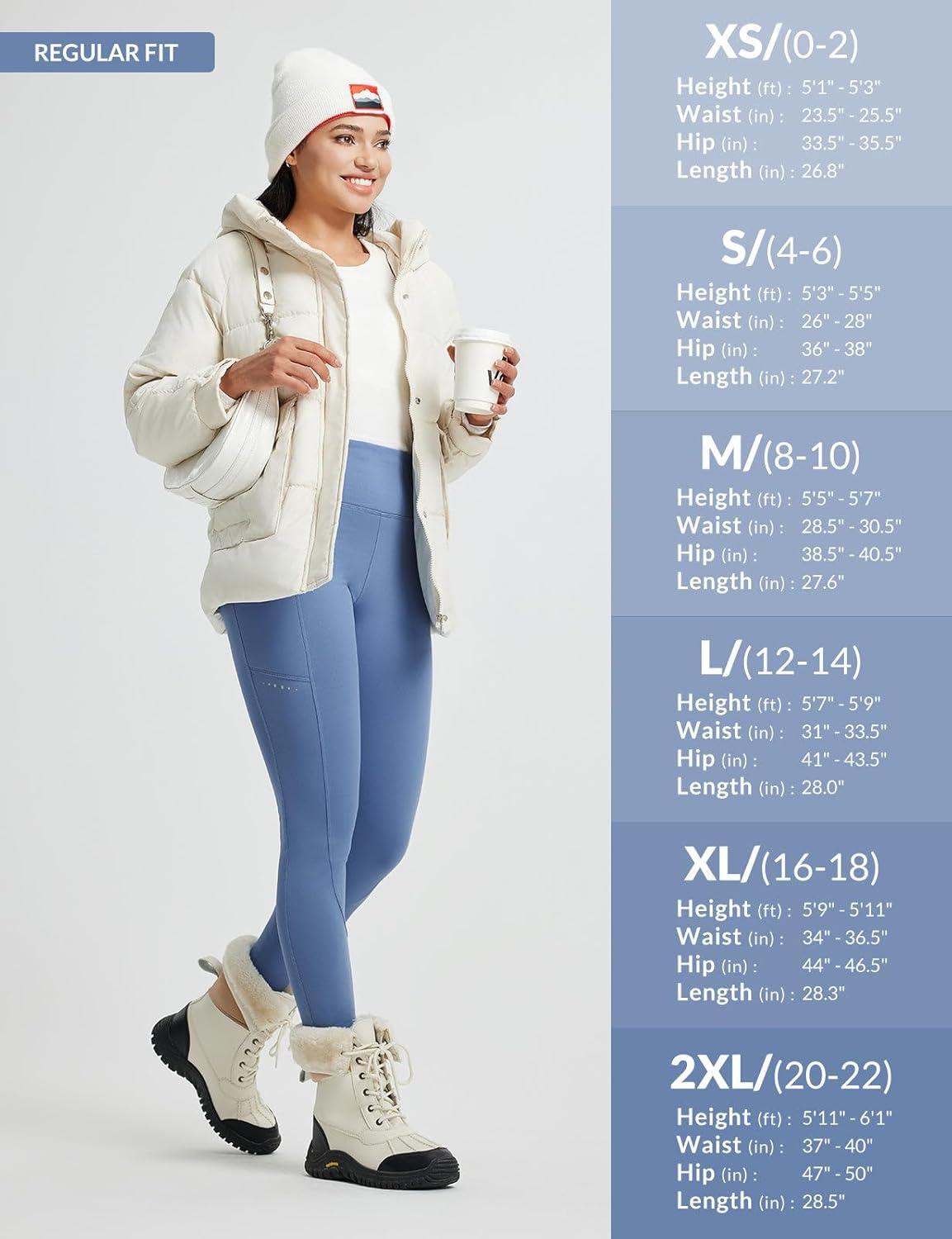 imagebaleaf Womens Fleece Lined Leggings Thermal Winter Warm Pants High Waisted Cold Weather Tights with Cross PocketsBlue