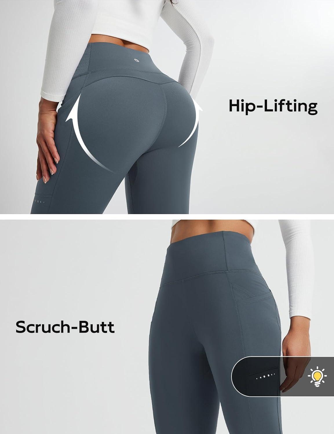 imagebaleaf Womens Fleece Lined Leggings Thermal Winter Warm Pants High Waisted Cold Weather Tights with Cross PocketsDark Gray