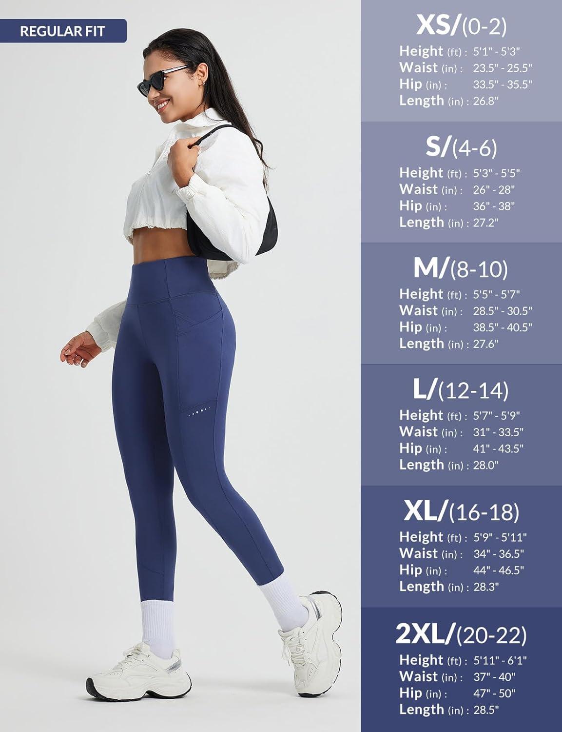 imagebaleaf Womens Fleece Lined Leggings Thermal Winter Warm Pants High Waisted Cold Weather Tights with Cross PocketsNavy Blue