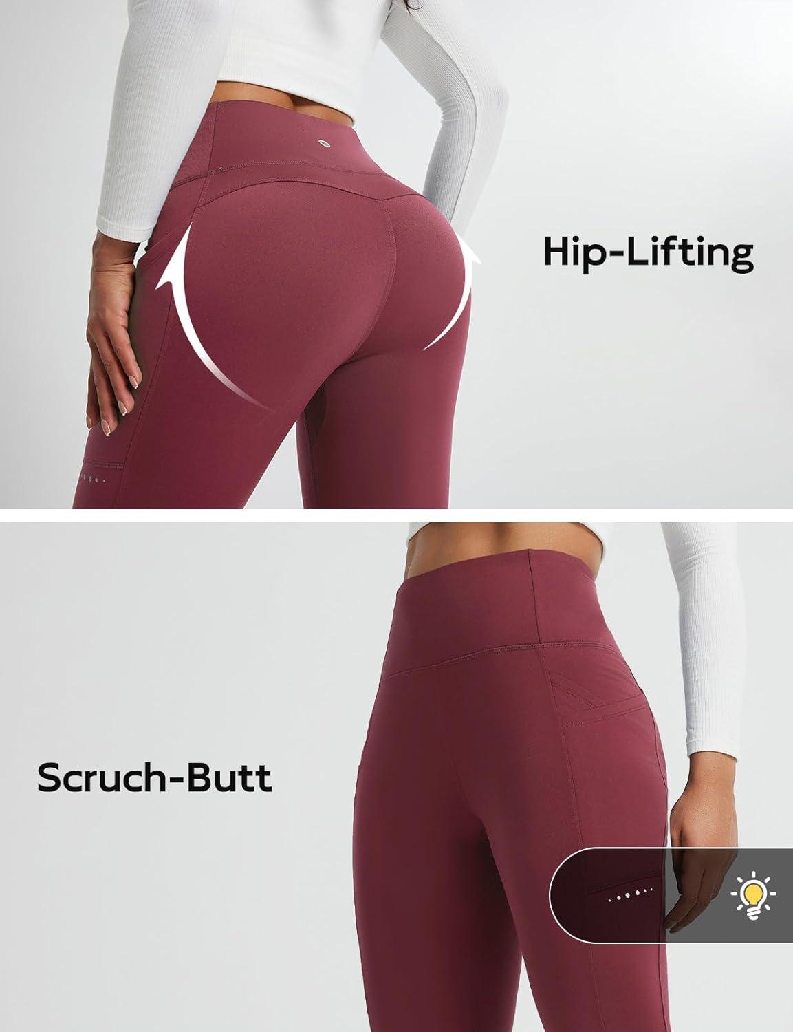 imagebaleaf Womens Fleece Lined Leggings Thermal Winter Warm Pants High Waisted Cold Weather Tights with Cross PocketsWine Red