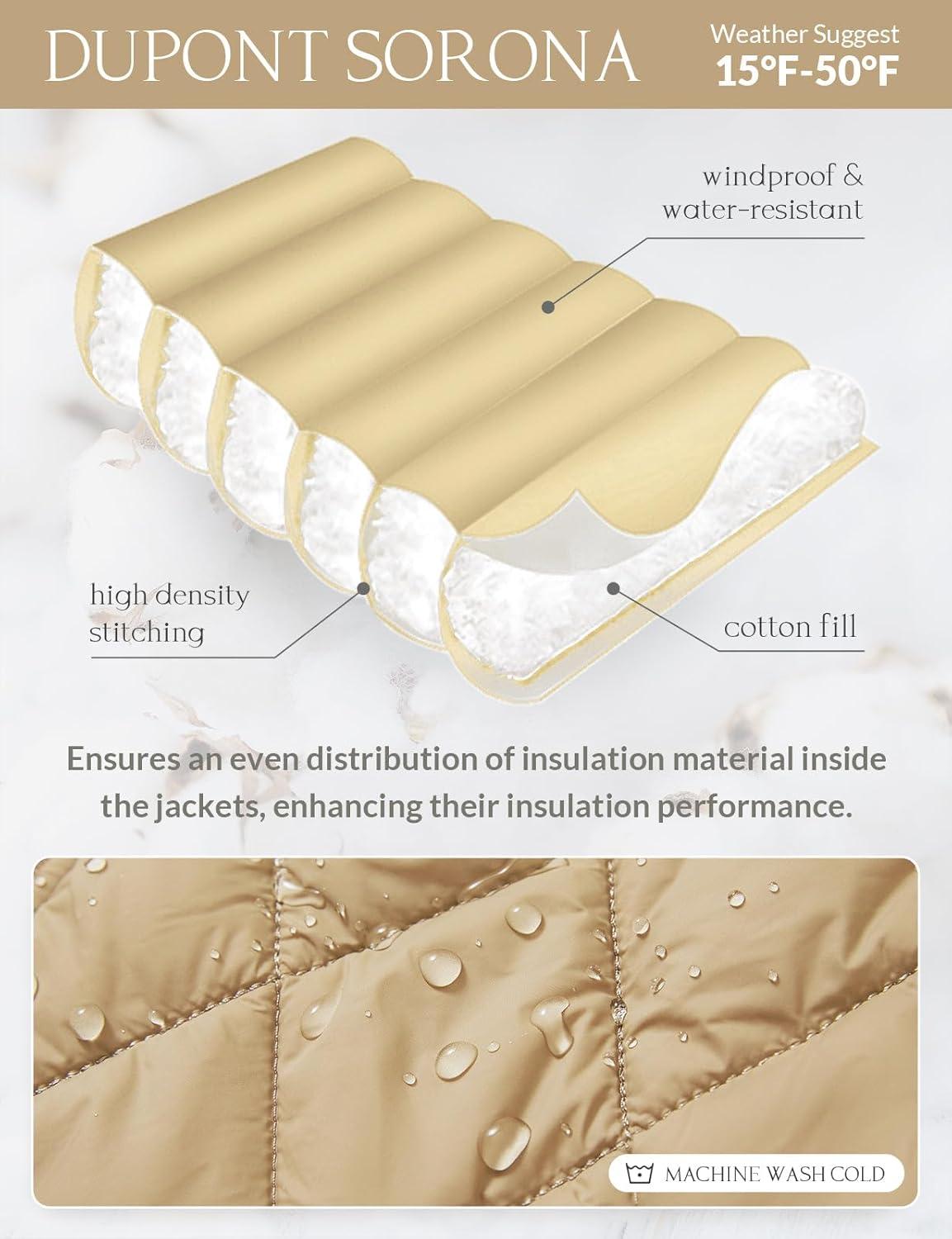 imagebaleaf Womens Puffer Drawstring Vest Lightweight Winter Warm Stand Collar Quilted Golf Vests Water Resistant Zip PocketsBrown