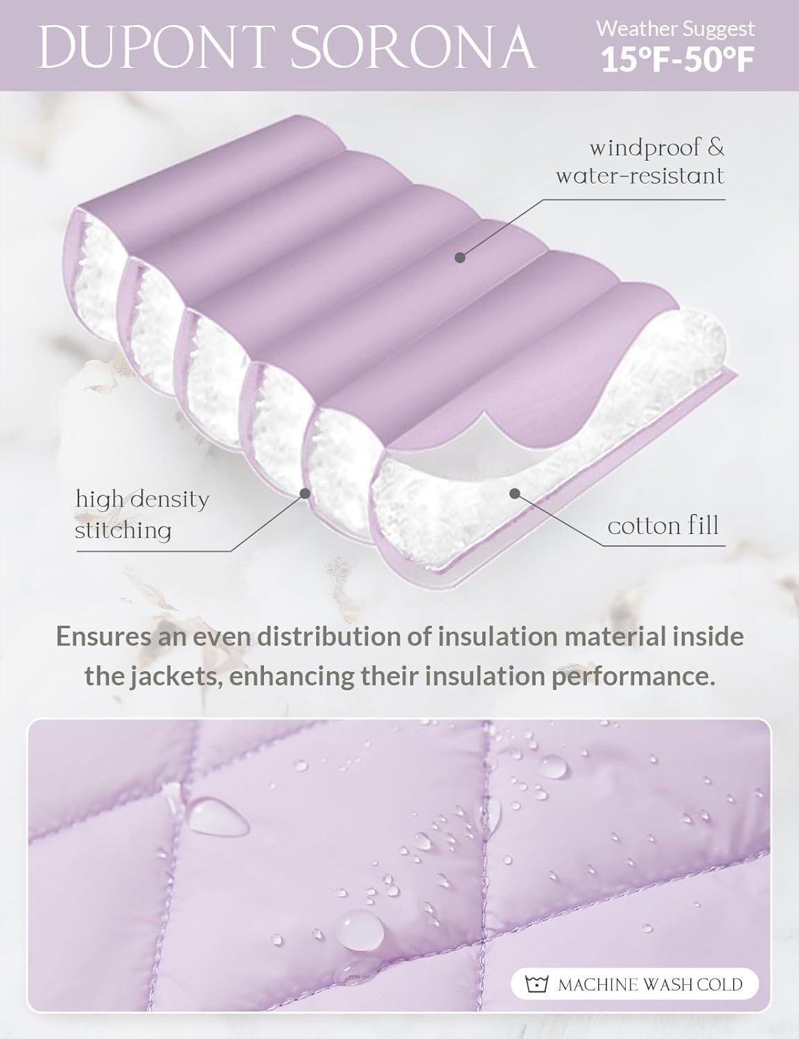 imagebaleaf Womens Puffer Drawstring Vest Lightweight Winter Warm Stand Collar Quilted Golf Vests Water Resistant Zip PocketsLight Purple