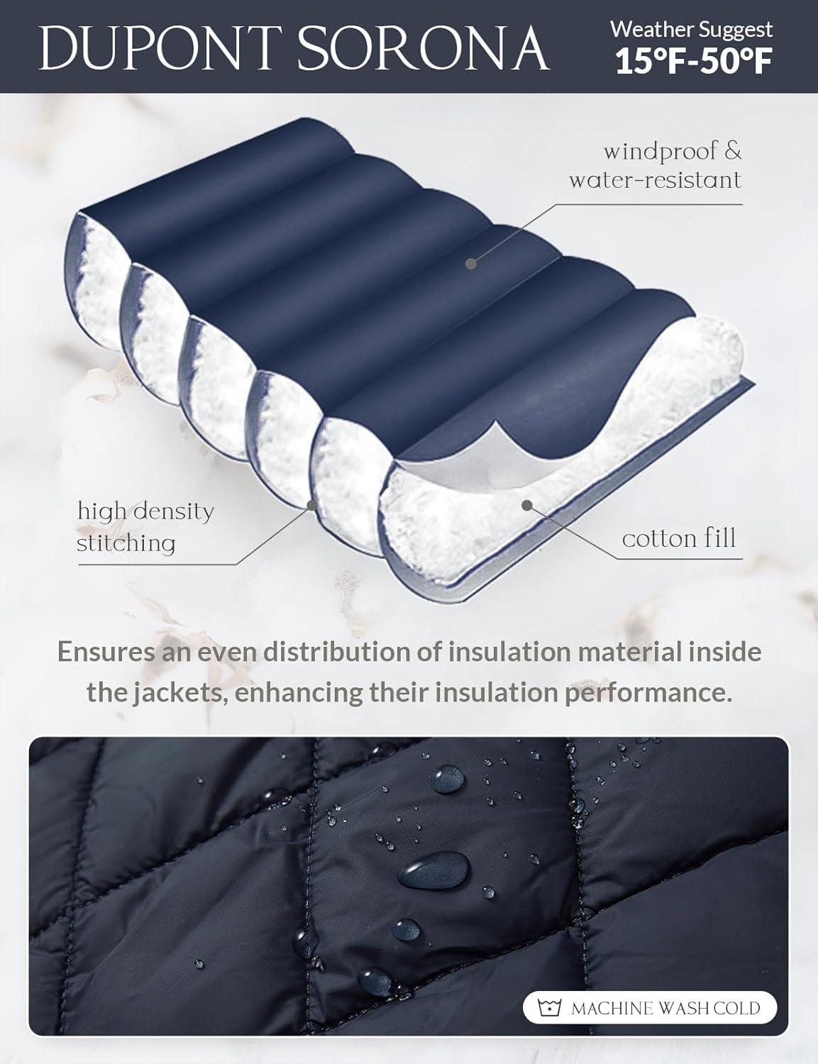 imagebaleaf Womens Puffer Drawstring Vest Lightweight Winter Warm Stand Collar Quilted Golf Vests Water Resistant Zip PocketsNavy Blue