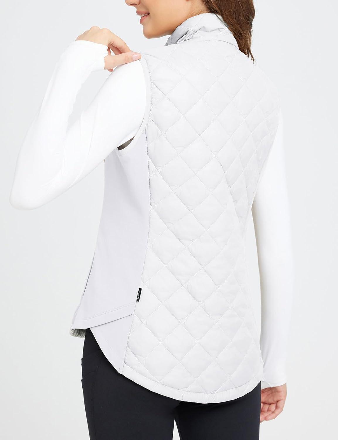 imagebaleaf Womens Puffer Vest Lightweight Winter Warm Stand Collar Quilted Vests Water Resistant Zip PocketsStar White