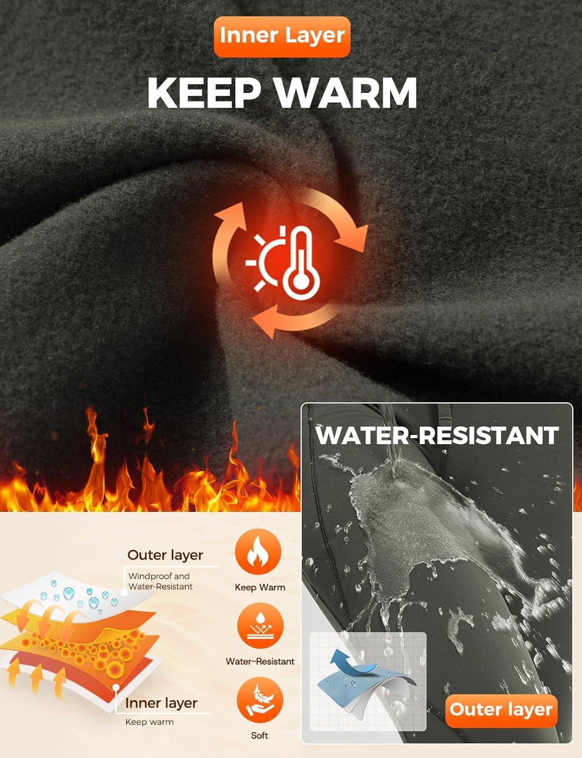 imagebaleaf Womens Thermal Fleece Lined Leggings with Pockets Ankle Zip Reflective Water Resistant High Waisted Warm Snow PantsArmy Green