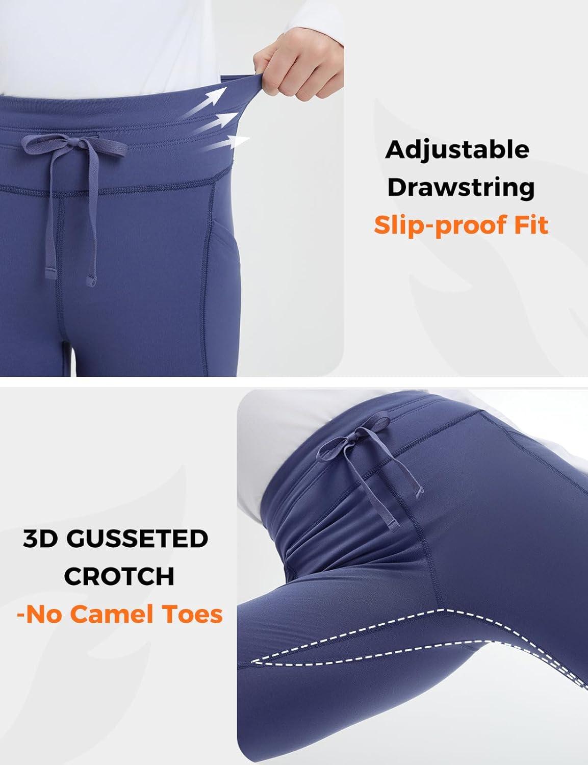 imagebaleaf Womens Thermal Fleece Lined Leggings with Pockets Ankle Zip Reflective Water Resistant High Waisted Warm Snow PantsNavy Blue