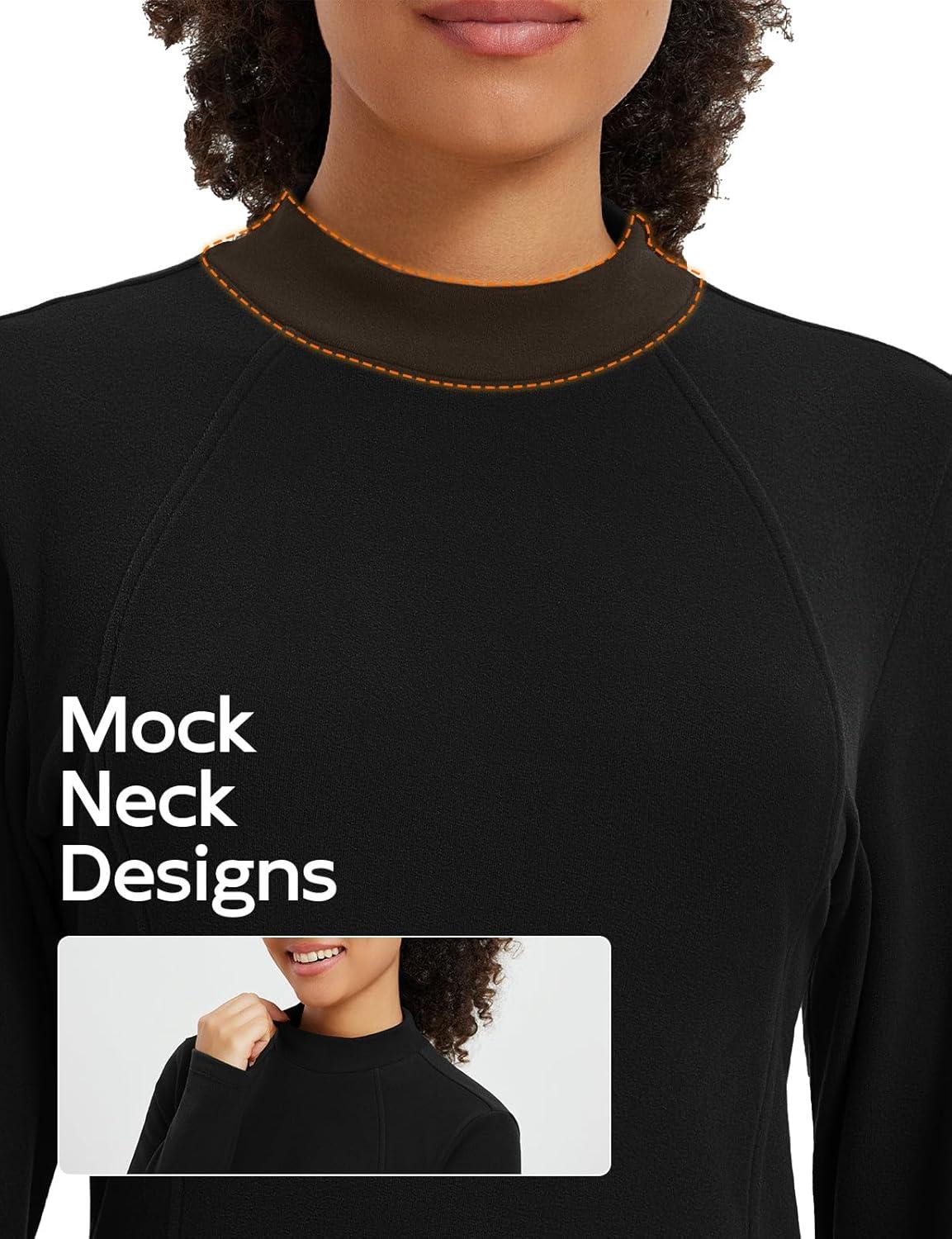 imagebaleaf Womens Thermal Tops Winter Long Sleeve Shirts Warm Base Layer Running Gear Mock Neck Clothes WorkoutBlack
