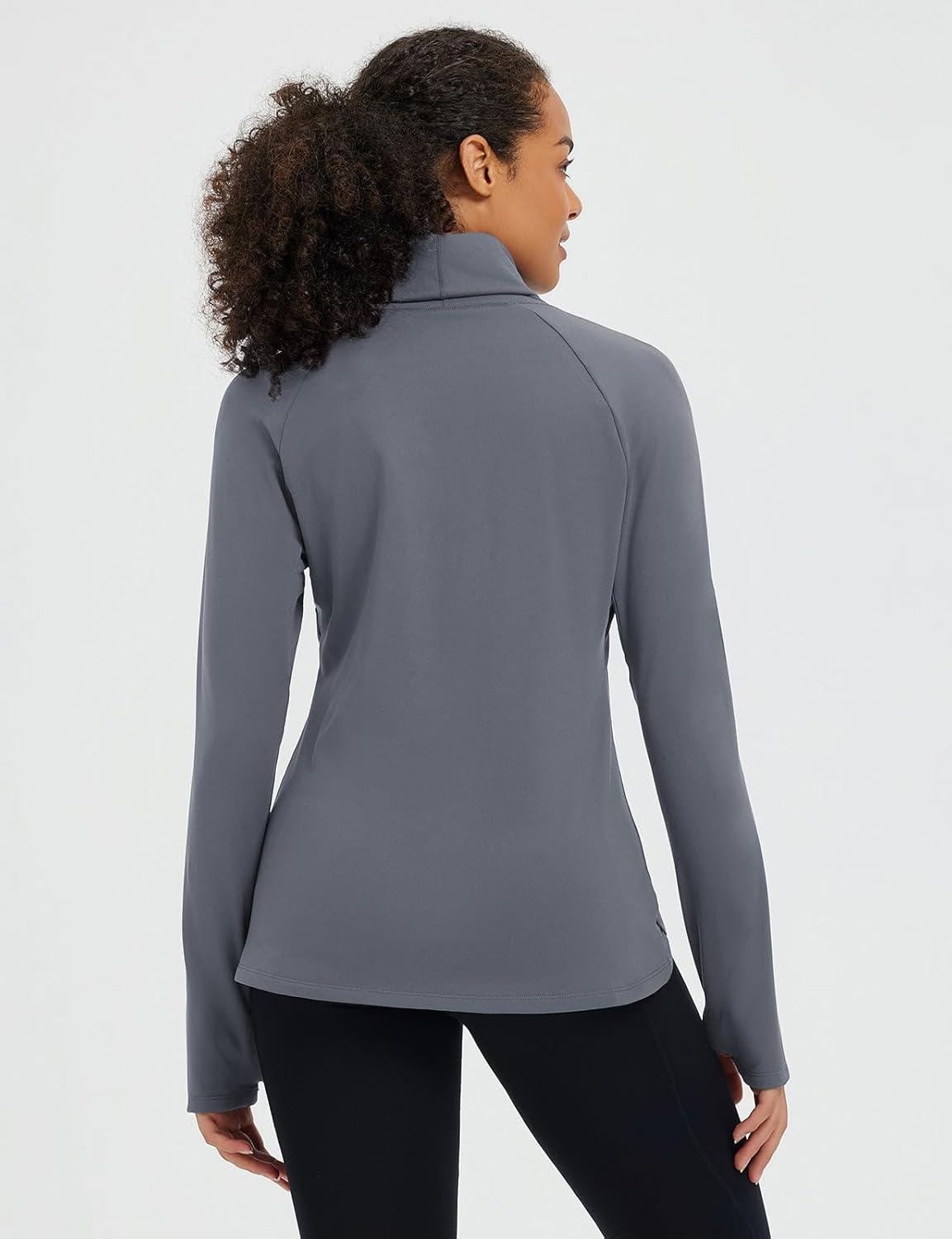 imagebaleaf Womens Thermal Turtleneck Tops Long Sleeve Shirts Ski Base Layer with Integrated Neck Face Mask ThumbholesDark Gray