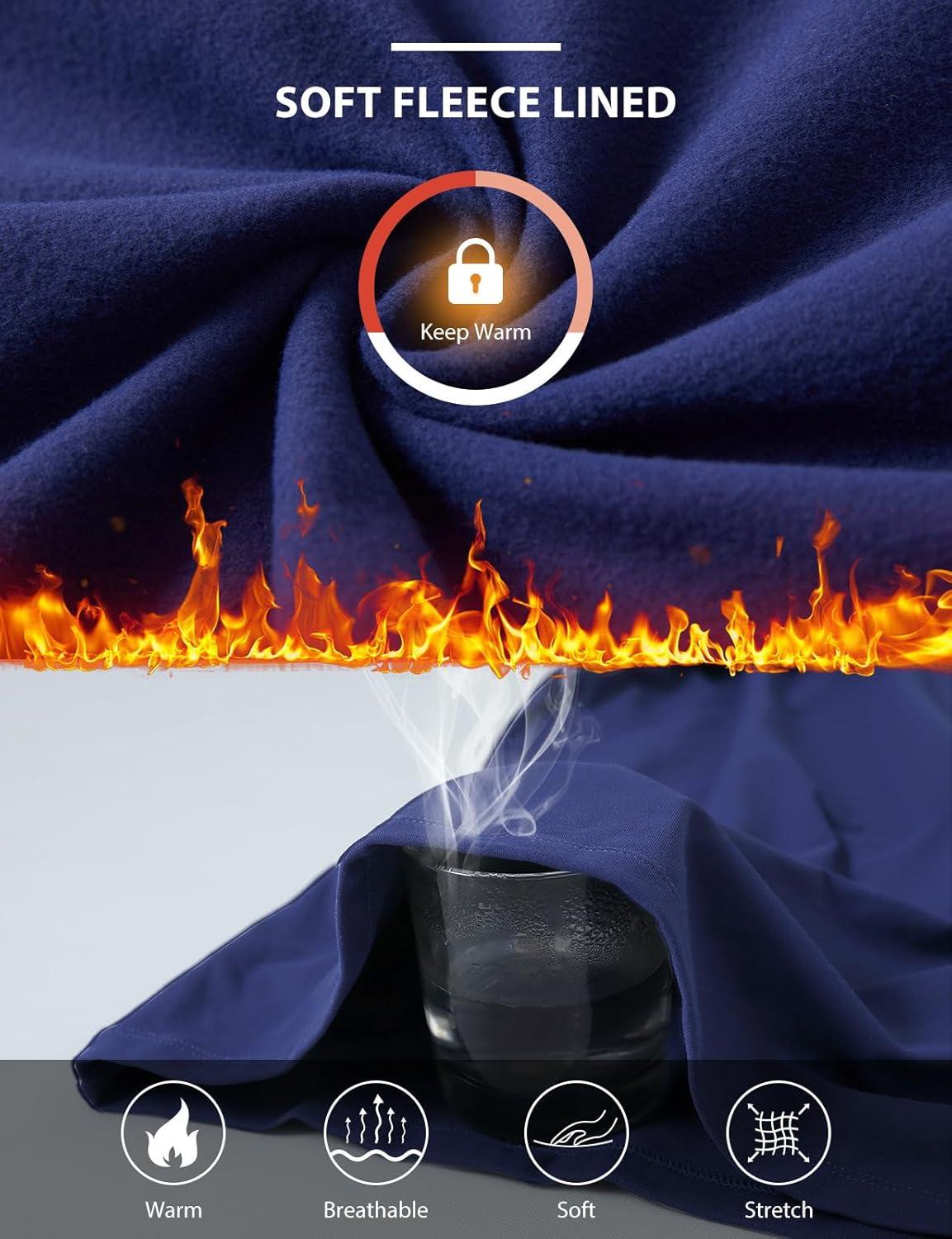 imagebaleaf Womens Thermal Turtleneck Tops Long Sleeve Shirts Ski Base Layer with Integrated Neck Face Mask ThumbholesNavy Blue