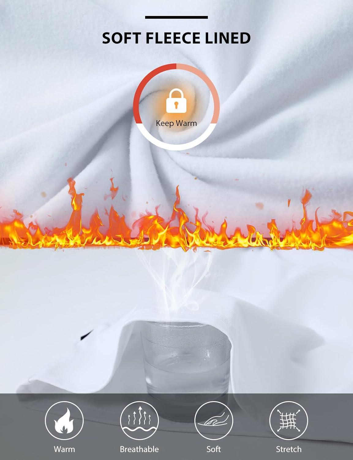 imagebaleaf Womens Thermal Turtleneck Tops Long Sleeve Shirts Ski Base Layer with Integrated Neck Face Mask ThumbholesWhite