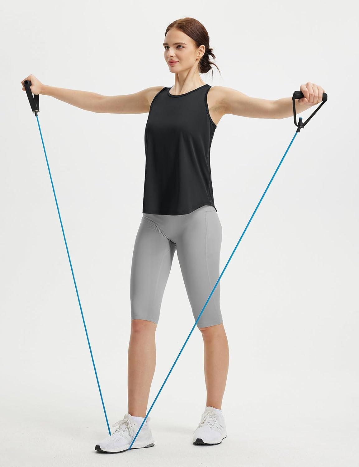 imagebaleaf Womens Workout Tops Racerback Sleeveless Running Athletic Tank Tops Quick Dry Shirts for Sports Gym ExerciseBlack