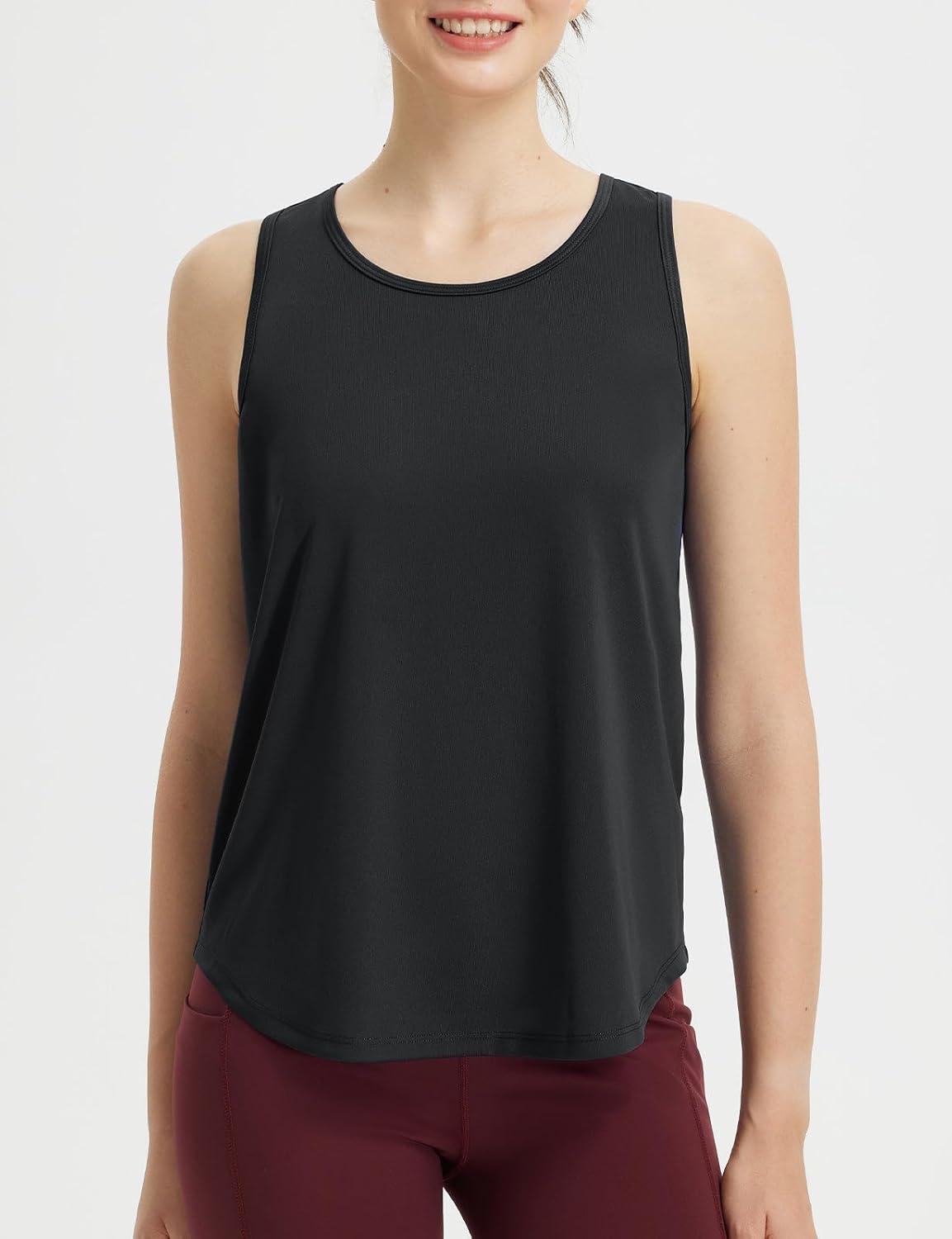 imagebaleaf Womens Workout Tops Racerback Sleeveless Running Athletic Tank Tops Quick Dry Shirts for Sports Gym ExerciseBlack