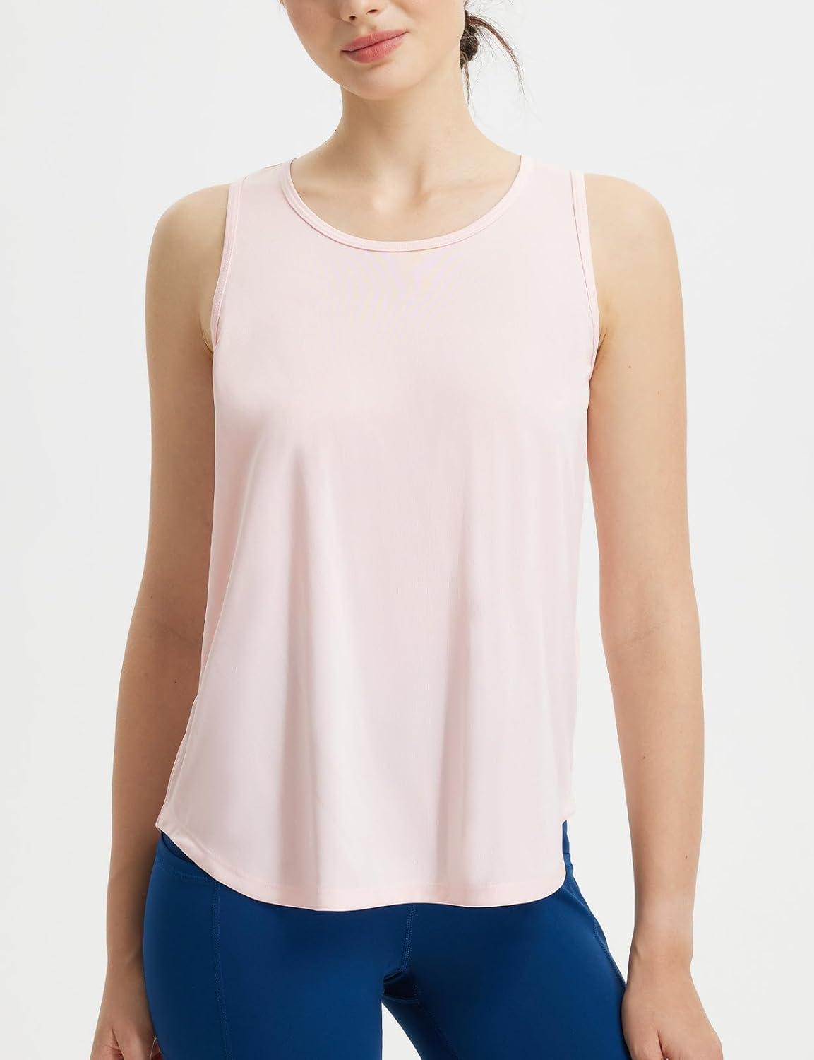 imagebaleaf Womens Workout Tops Racerback Sleeveless Running Athletic Tank Tops Quick Dry Shirts for Sports Gym ExerciseLight Pink