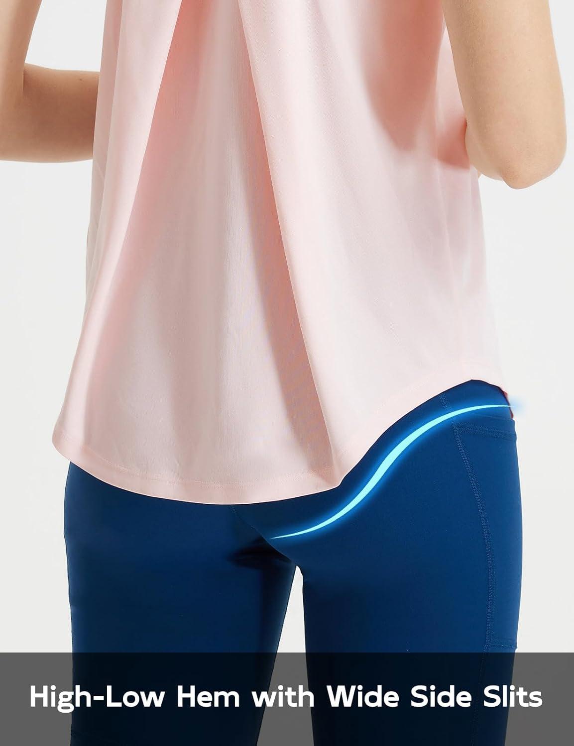 imagebaleaf Womens Workout Tops Racerback Sleeveless Running Athletic Tank Tops Quick Dry Shirts for Sports Gym ExerciseLight Pink