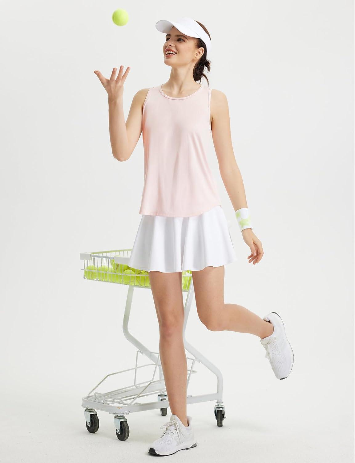 imagebaleaf Womens Workout Tops Racerback Sleeveless Running Athletic Tank Tops Quick Dry Shirts for Sports Gym ExerciseLight Pink