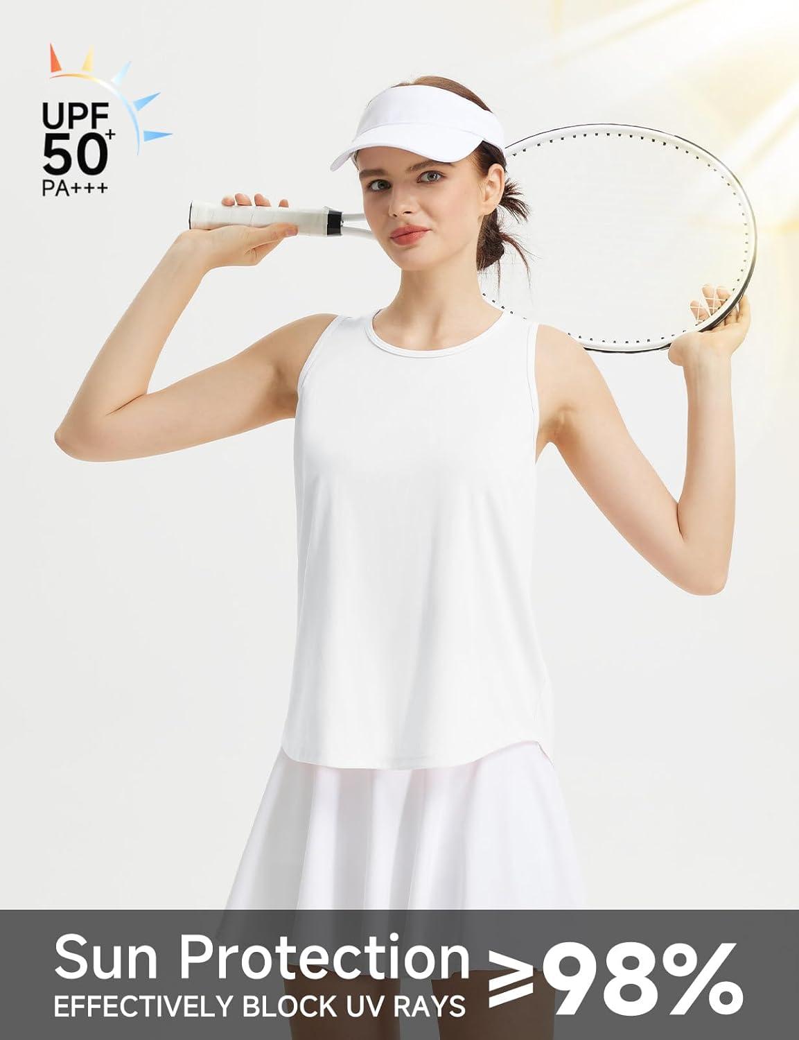 imagebaleaf Womens Workout Tops Racerback Sleeveless Running Athletic Tank Tops Quick Dry Shirts for Sports Gym ExerciseWhite