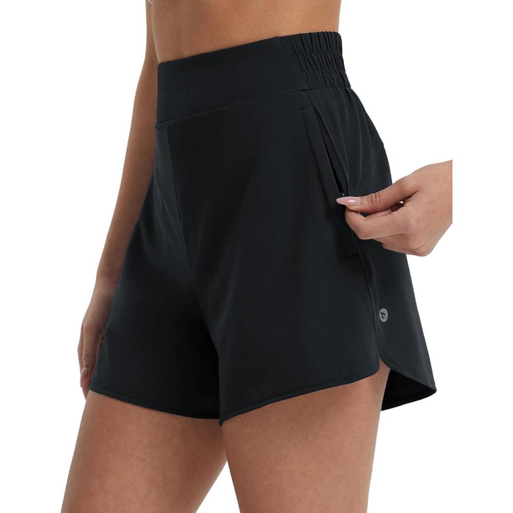 imagebaleaf Womens 3quot Workout Shorts High Waisted Athletic Running Shorts with Liner Sports Lightweight Quick DryBlack