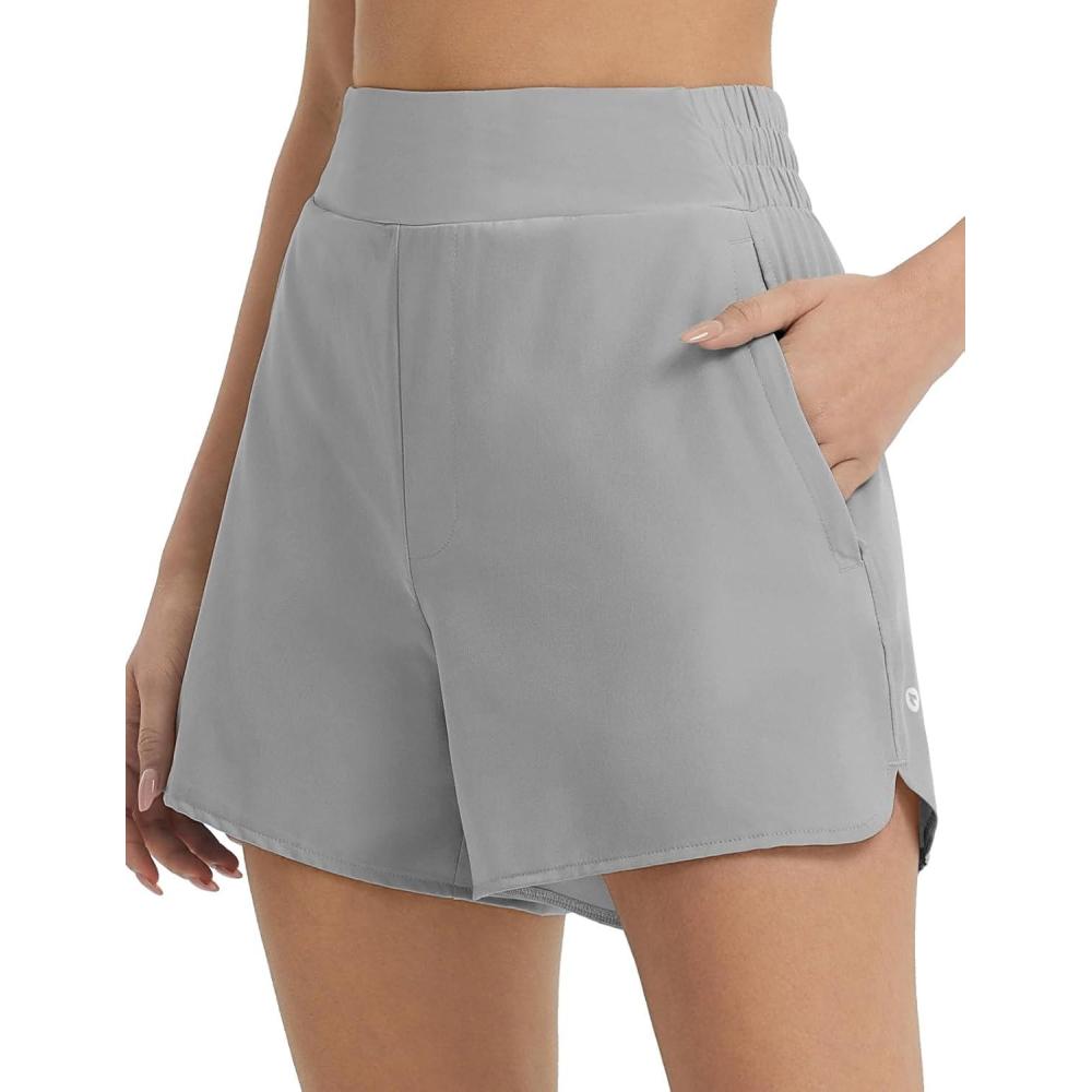 imagebaleaf Womens 3quot Workout Shorts High Waisted Athletic Running Shorts with Liner Sports Lightweight Quick DryGray