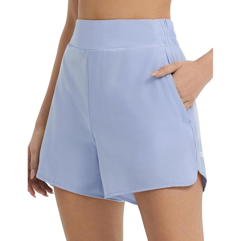 imagebaleaf Womens 3quot Workout Shorts High Waisted Athletic Running Shorts with Liner Sports Lightweight Quick DryLight Blue