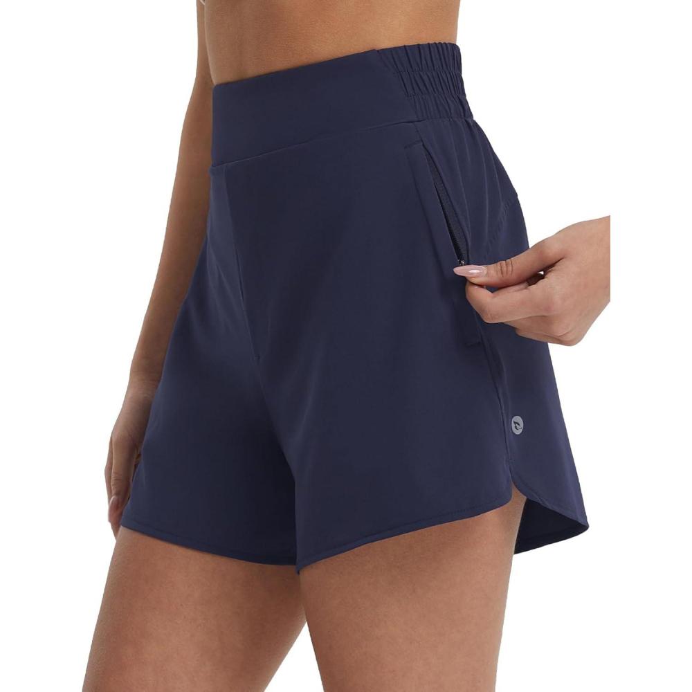 imagebaleaf Womens 3quot Workout Shorts High Waisted Athletic Running Shorts with Liner Sports Lightweight Quick DryNavy Blue