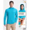 imagebaleaf Mens UPF 50 Full Zip Light Jacket Hooded Long Sleeve Cooling Shirt with Pocket Hiking Fishing Outdoor PerformanceAqua Blue