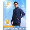 imagebaleaf Mens UPF 50 Full Zip Light Jacket Hooded Long Sleeve Cooling Shirt with Pocket Hiking Fishing Outdoor PerformanceNavy Blue