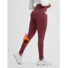 imagebaleaf Womens Fleece Lined Leggings Thermal Winter Warm Pants High Waisted Cold Weather Tights with Cross PocketsWine Red