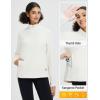 imagebaleaf Womens Fleece Quarter Zip Pullover Long Sleeve Thermal Tops Cold Weather Hiking Running Gear with Kangaroo PocketStar White