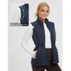 imagebaleaf Womens Puffer Drawstring Vest Lightweight Winter Warm Stand Collar Quilted Golf Vests Water Resistant Zip PocketsNavy Blue