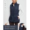 imagebaleaf Womens Puffer Drawstring Vest Lightweight Winter Warm Stand Collar Quilted Golf Vests Water Resistant Zip PocketsNavy Blue