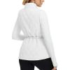 imagebaleaf Womens Puffer Drawstring Vest Lightweight Winter Warm Stand Collar Quilted Golf Vests Water Resistant Zip PocketsStar White