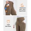 imagebaleaf Womens Thermal Fleece Lined Leggings with Pockets Ankle Zip Reflective Water Resistant High Waisted Warm Snow PantsBrown