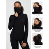 imagebaleaf Womens Thermal Turtleneck Tops Long Sleeve Shirts Ski Base Layer with Integrated Neck Face Mask ThumbholesBlack