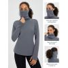 imagebaleaf Womens Thermal Turtleneck Tops Long Sleeve Shirts Ski Base Layer with Integrated Neck Face Mask ThumbholesDark Gray
