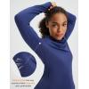 imagebaleaf Womens Thermal Turtleneck Tops Long Sleeve Shirts Ski Base Layer with Integrated Neck Face Mask ThumbholesNavy Blue