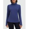imagebaleaf Womens Thermal Turtleneck Tops Long Sleeve Shirts Ski Base Layer with Integrated Neck Face Mask ThumbholesNavy Blue