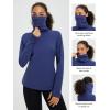 imagebaleaf Womens Thermal Turtleneck Tops Long Sleeve Shirts Ski Base Layer with Integrated Neck Face Mask ThumbholesNavy Blue