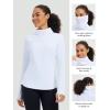 imagebaleaf Womens Thermal Turtleneck Tops Long Sleeve Shirts Ski Base Layer with Integrated Neck Face Mask ThumbholesWhite