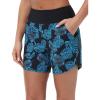imagebaleaf Womens 3quot5quot7quot9quot High Waisted Swim Board Shorts Quick Dry Swimsuits Bottoms Trunks with PocketsGreen Blue Leaf