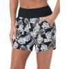 imagebaleaf Womens 3quot5quot7quot9quot High Waisted Swim Board Shorts Quick Dry Swimsuits Bottoms Trunks with PocketsWhite Leaf