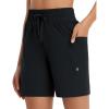 imagebaleaf Womens 7quot Athletic Shorts Quick Dry Running Workout Lightweight High Waisted Long Shorts with PocketsBlack