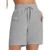 imagebaleaf Womens 7quot Athletic Shorts Quick Dry Running Workout Lightweight High Waisted Long Shorts with PocketsGray