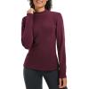 imagebaleaf Womens Thermal Tops Winter Long Sleeve Shirts Warm Base Layer Running Gear Mock Neck Clothes WorkoutWine Red